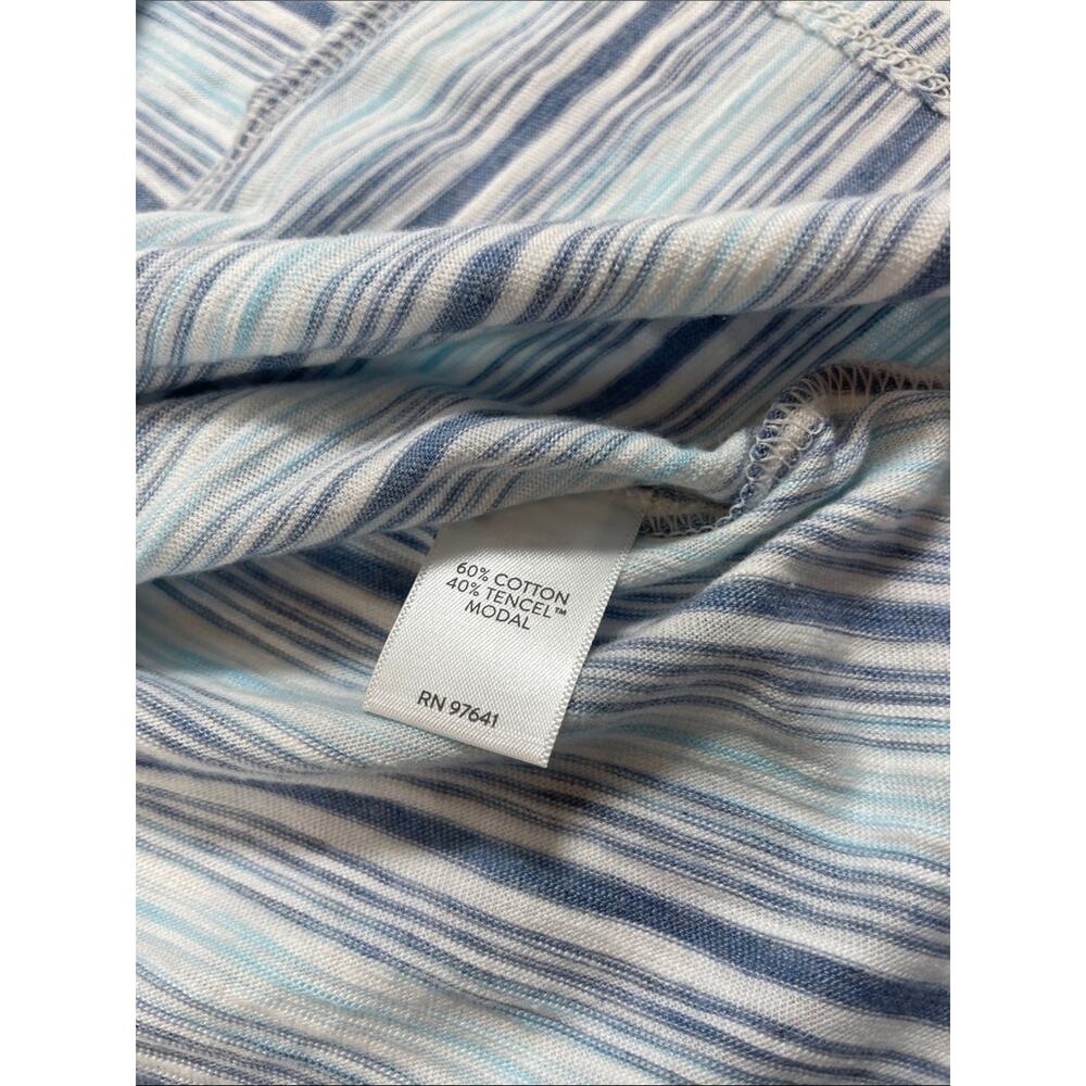 J.Jill PureJill Variegated Stripe Tee White Blue L Coastal Boho Relaxed NWT - Picture 8 of 9